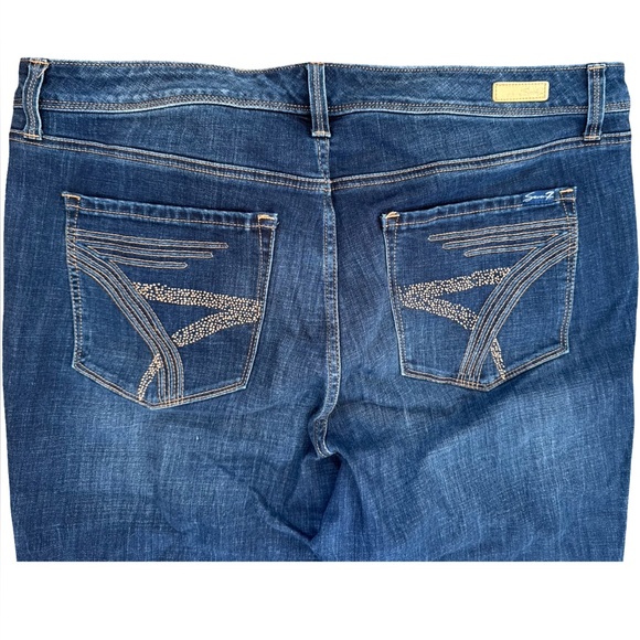 Seven7 Denim - Y2k Seven Jeans Silver -pocket stitches ‘7’- medium wash stretchy denim size 20
